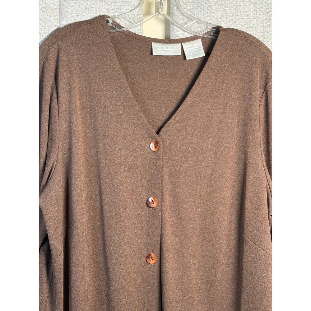 Worthington Woman Brown 2 Piece Set Cardigan and Pants Plus Size 1X